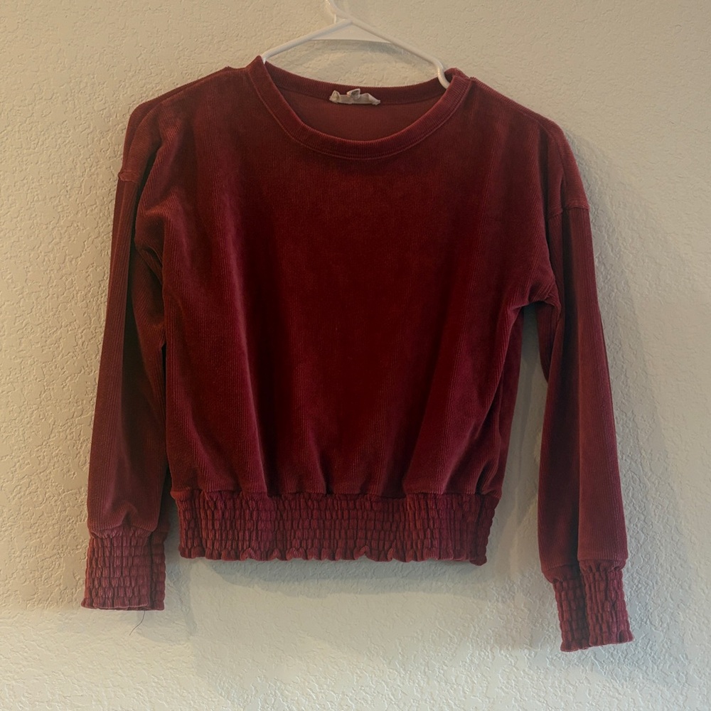 Red Velvet Long Sleeve Top and Flower Bottoms